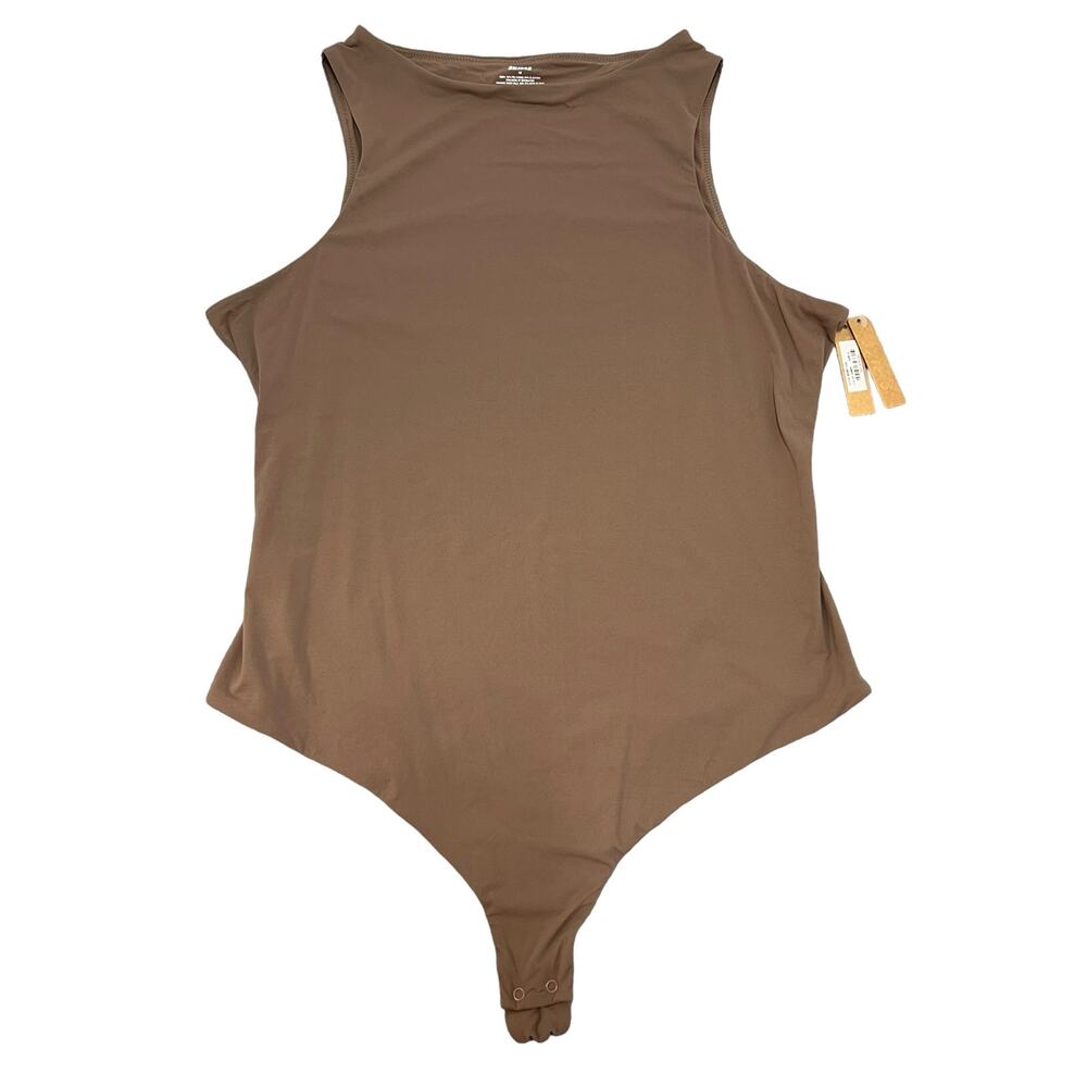 Skims Bodysuit Tan Snap Closure Sleeveless Stretch High‎ Neck Plus Size 4X Layer